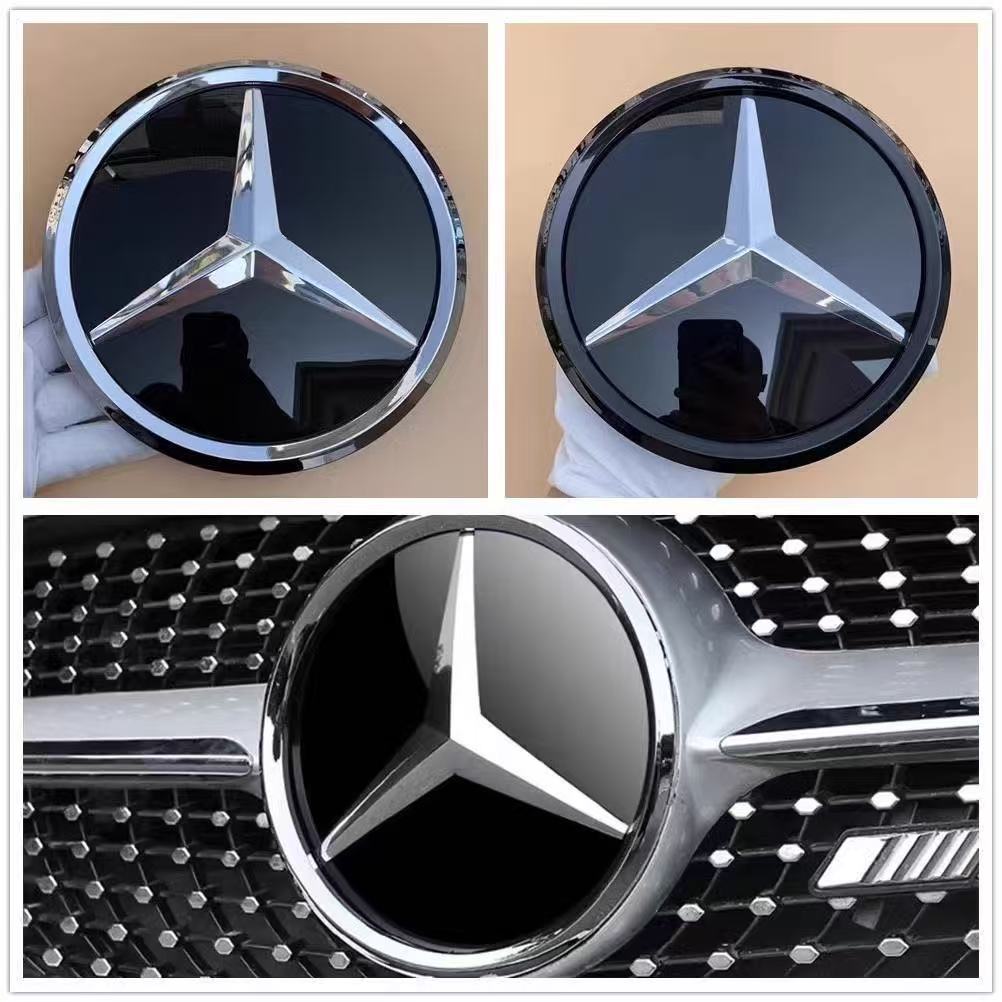 3d Chrome Black Star Logo Car Front Grille Emblem Mercedes Benz AMG W205 W212 W207 A B C E SLK GLK CLA CLS Viano GL ML R Class ZM1