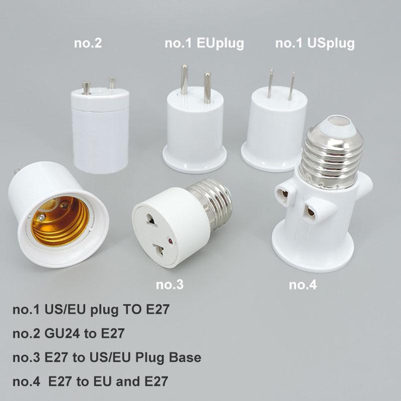 AC E26 E27 to GU24 E27 US EU power Plug Screw Lamp Holder Light Base Socket AC Adapter Converter electric connector