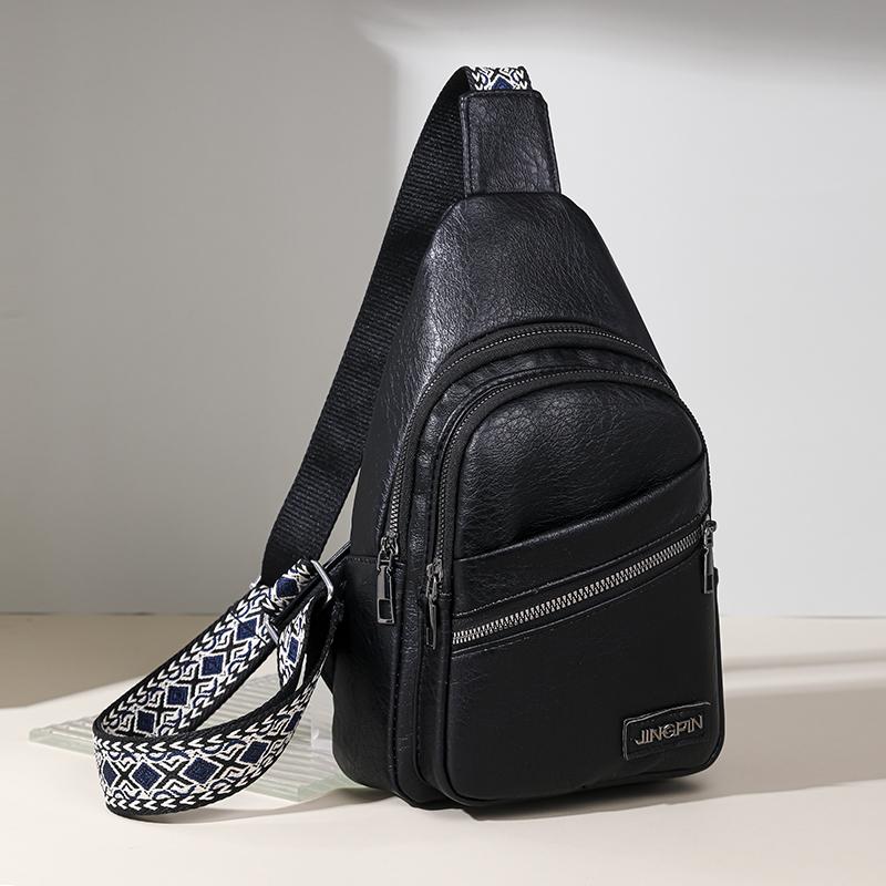 Женская кожаная нагрудная сумка, однотонная сумка через плечо, поясная сумка с цветными бретелями