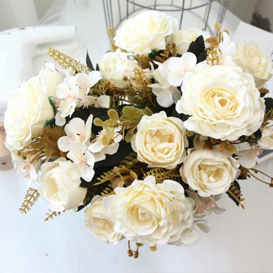 Искусственное растение с высокой имитацией, декоративное украшение, не требующее ухода, простой цветок розы, искусственное растение, букет на день рождения для офиса