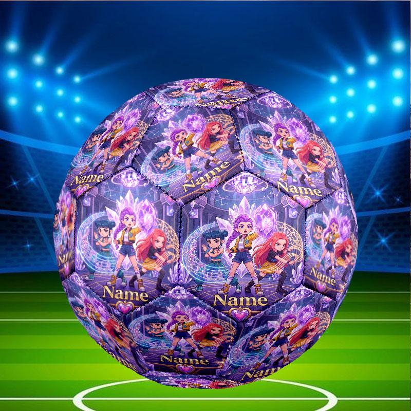 Custom Name Personalized Kpop Demon Hunter Print Size 5 Soccer Ball Training & Match Football, for Team, Kicking, Gift for Football Enthusiasts