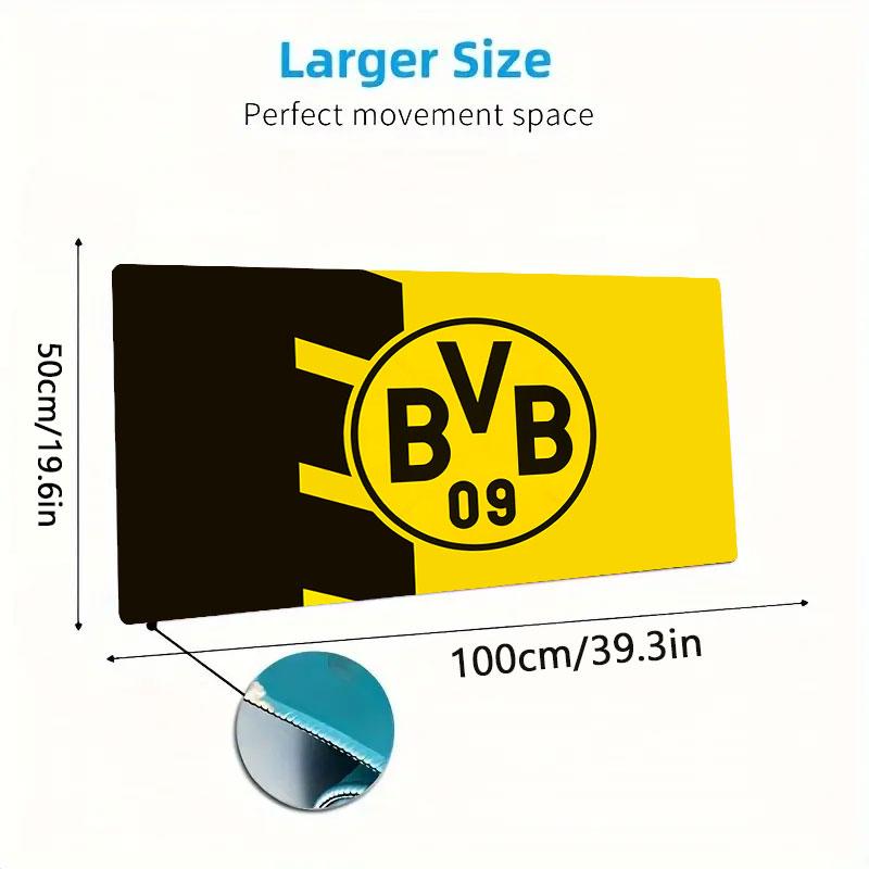 Коврик для мыши Borussia Dortmund, Большой игровой коврик для стола, Нескользящий XXL коврик для мыши для ноутбука и планшета, Игровой коврик для мини-ПК со прошитыми краями