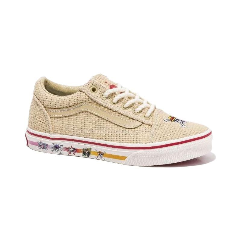 Vans One Piece X Серия Old Skool Удобные Универсальные Низкие Кеды из Канваса Детские кроссовки Светло-коричневые VN0005WVBMB