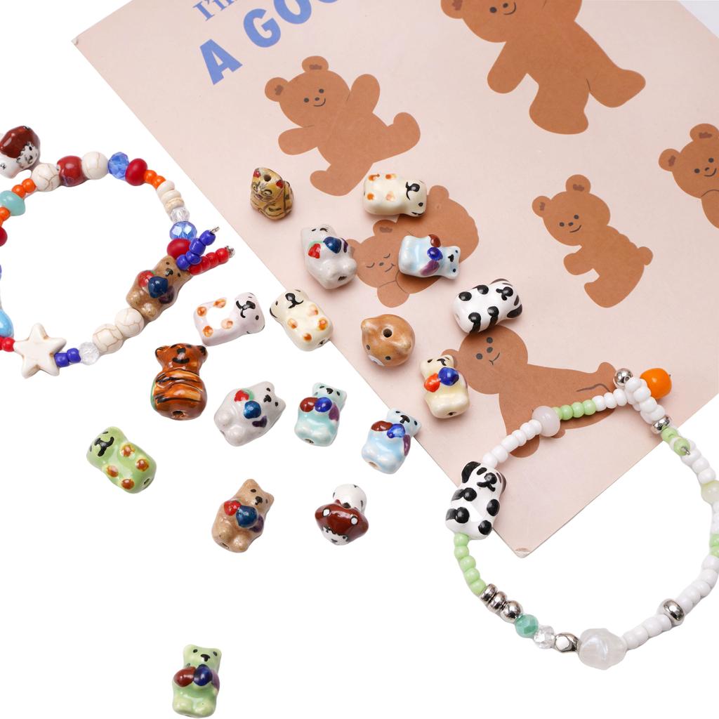 Керамические расписанные вручную бусины для милых животных-подвесок для браслетов, ожерелий и ювелирных изделий своими руками