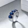 Jellystory 925 Sterling Silver Sapphire Rings for Women Simple Luxury Blue Round Shape Wedding Anniversary Fine Female Jewelry