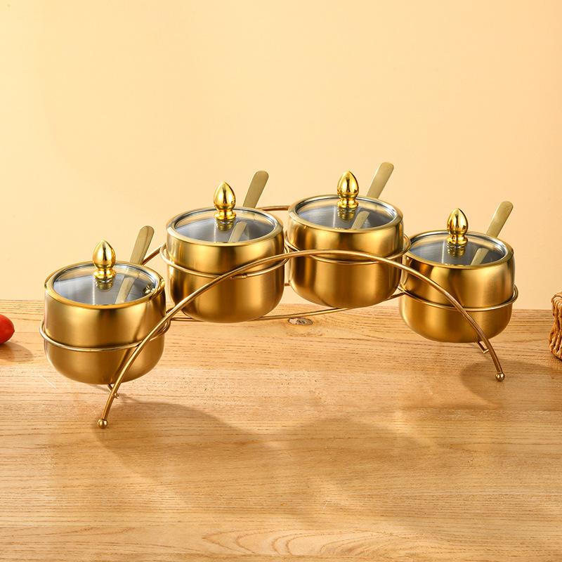 Household 304 Stainless Steel Seasoning Tank Buffet Restaurant Hotel Korean Gold Seasoning Salt Tank Seasoning Storage Tank