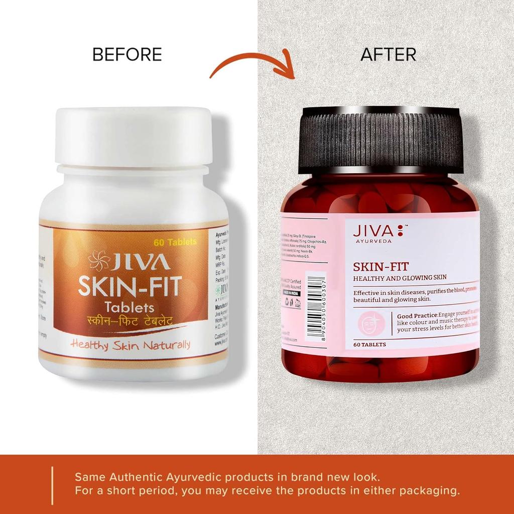 Jiva Skin-Fit Ayurvedic Tablets 60pcs X Pack of 3 for Skin Health Blood Purification and Natural Glow