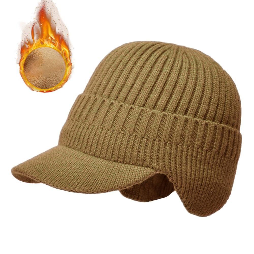 Warm Ear Flaps Cap Ear Protection Peaked Knit Cap Winter Beanie Hat Men