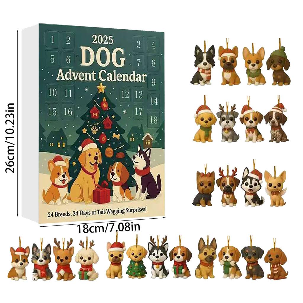 Christmas Pug Cat Horse Corgi Series Acrylic Advent Calendar With 24 Animal Figurines For Festive Decor