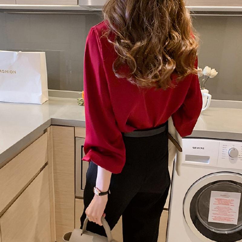 Casual Comfortable and Versatile Shirt Women's Women's Loose Foreign-style Blouse White Pullover Long-sleeved Shirt Temperament Elegant Fashion Top