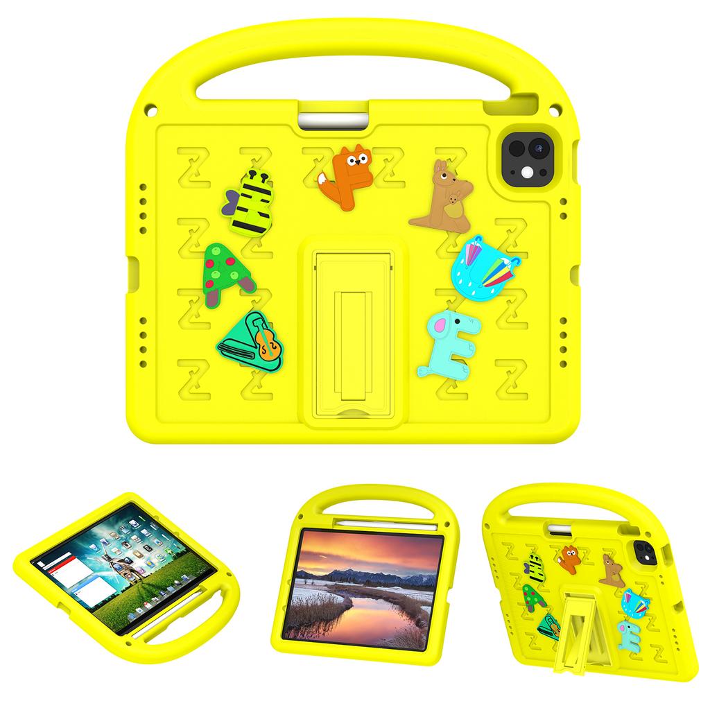 For iPad Air 11 (2025)/(2024)/iPad Pro 11 (2025)/11 (2024) Kickstand Case Cartoon Design Anti-Drop EVA+PC Tablet Cover with Strap for Kids