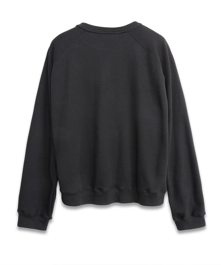 DOFFJASON Thermal Waffle Henley Neck Black