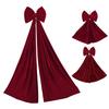 Christmas Bow Tree Topper Ornament Burgundy Velvet Wreath Bows Christmas Hanging Ribbon Gift Bows for Holiday Home Wall Outdoor Indoor Party
