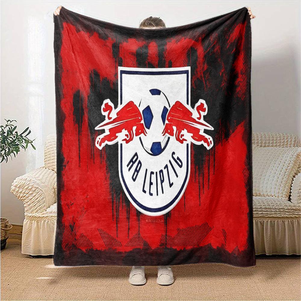 Rb FootballCrest Design Flannel Blanket, Soft Polyester, Modern Design, All-Season for Camping, Travel, Gifts for holidays or birthdays