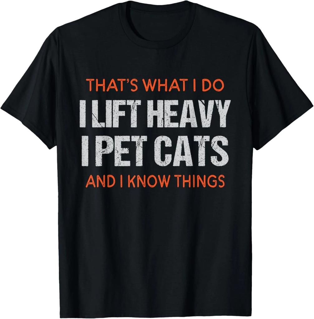 Funny Gym Workout Weightlifting Cat Animal Themed Saying T- Shirt