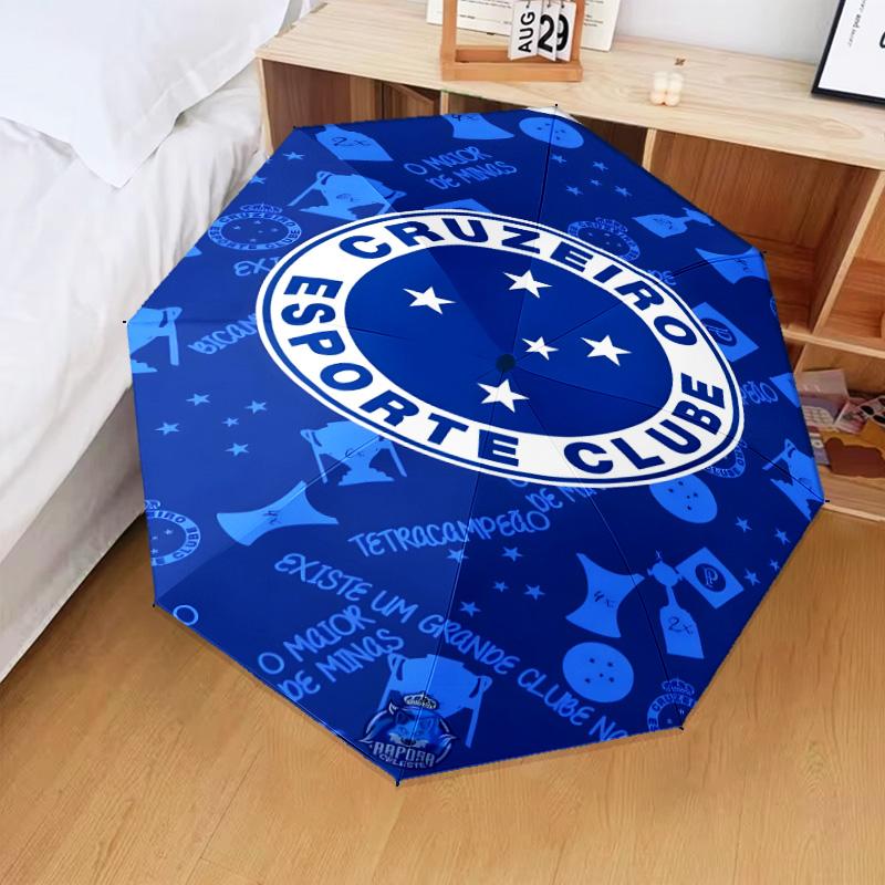 1PC Cruzeiro Esporte Clube Crest Printed Umbrella Folding umbrella, automatic umbrella 8-Frame for Travel, camping Fan gifts Christmas Gifts