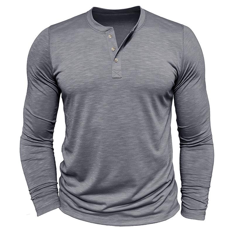 Men S Long Sleeve Henley Neck Bamboo Cotton T Shirt