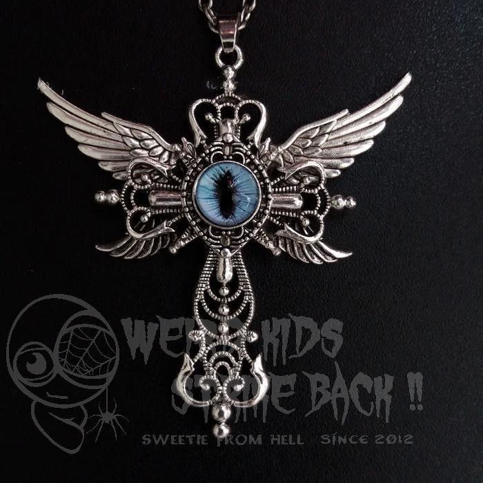 European and American Devil's Eye Cross Fashion Necklace Fashion Men's Hip Hop Pendant