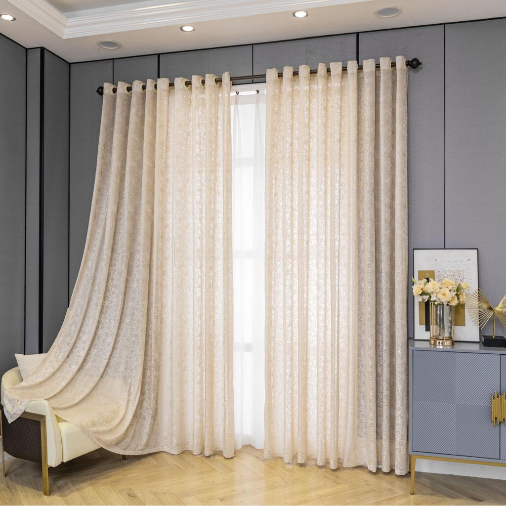 1 панель шторы из полупрозрачной марли с принтом зеленых листьев в стиле французского кантри на люверсах - мятно-зеленые и белые ботанические оконные портьеры для спальни