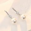 Elegant Round Imitation Pearl Dangle Earrings Dazzling CZ Women Engagement Wedding Graceful Accessories Fashion Earrings