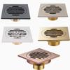 Brass Matte Black Square Style Rolse Gold Floor Drainer Gold Waste Drain Bathroom Brushed Nickel Shower Drain DR087