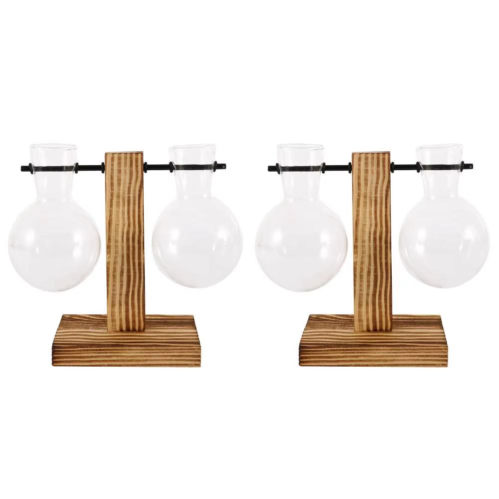 Настольная стеклянная ваза-лампочка креативный цветочный горшок с деревянной подставкой гидропонные растения цветы домашний настольный декор ваза