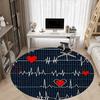 1pc Heartbeat Chair Carpet for Office, Round Polyester Mat, Indoor Decor for Office, Washable Non-slip Carpet yy251219071