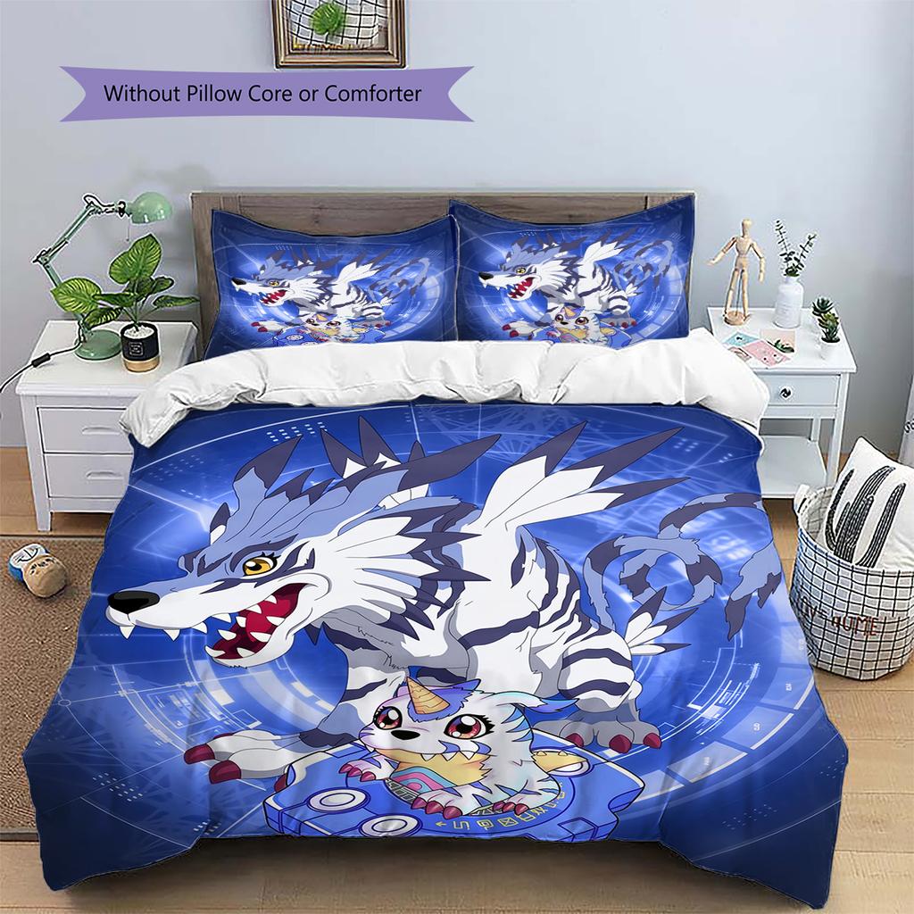 Matt & Gabumon Duvet Cover & Pillowcases, Digimon Fan Bedroom Bedding, Perfect Gift.chl