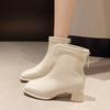 Fleece short boots women's white boots 2025 winter new thick heel Internet celebrity versatile thin boots popular single boots
