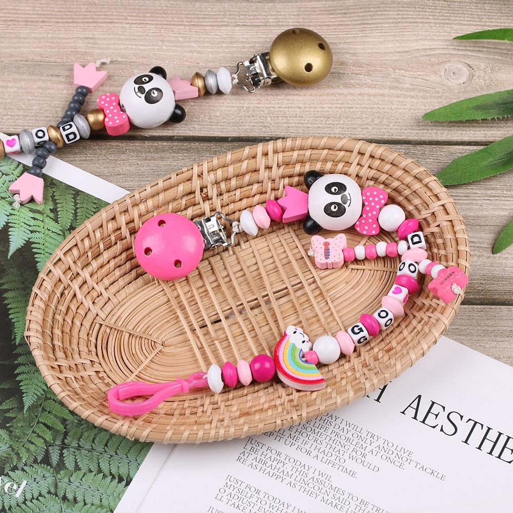 New Rainbow Panda Teething Soother Baby Chew Toy Pacifier Clip Pacifiers Chain