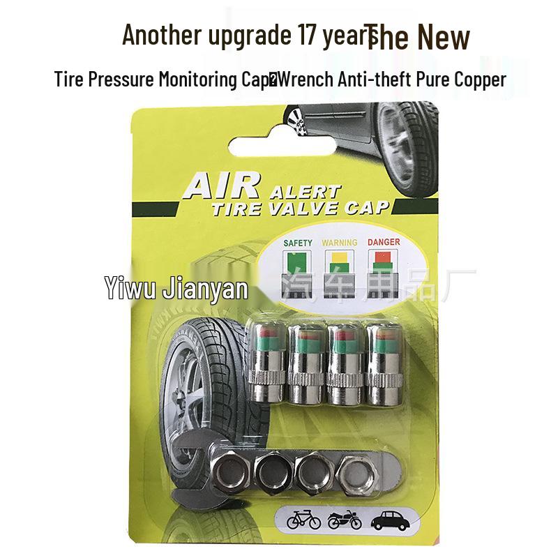 Комплект из 4 визуальных колпачков для контроля давления в шинах с индикатором предупреждения