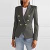 European and American Style Women's Suit, Fashionable Double-breasted Lion Metal Jacket