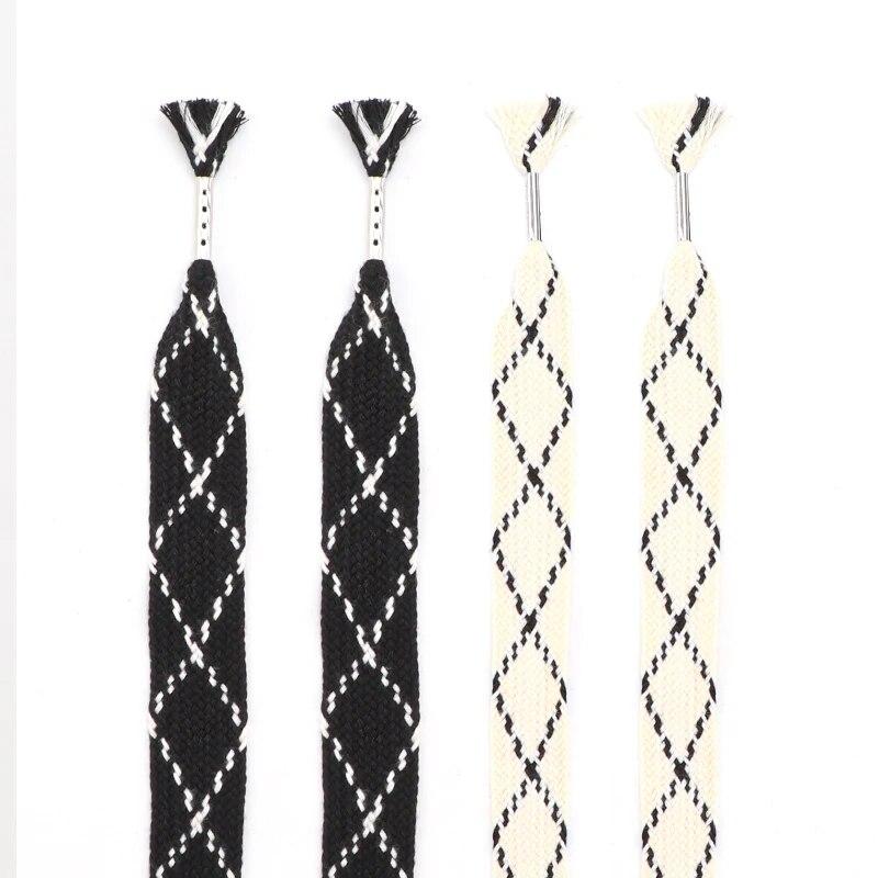 2.5CM Widened Black White Shoe Laces for Sneakers Flat Shoelaces Canvas Shoes Slippers Croc Shoelace Shoe Decoration 120CM/140CM