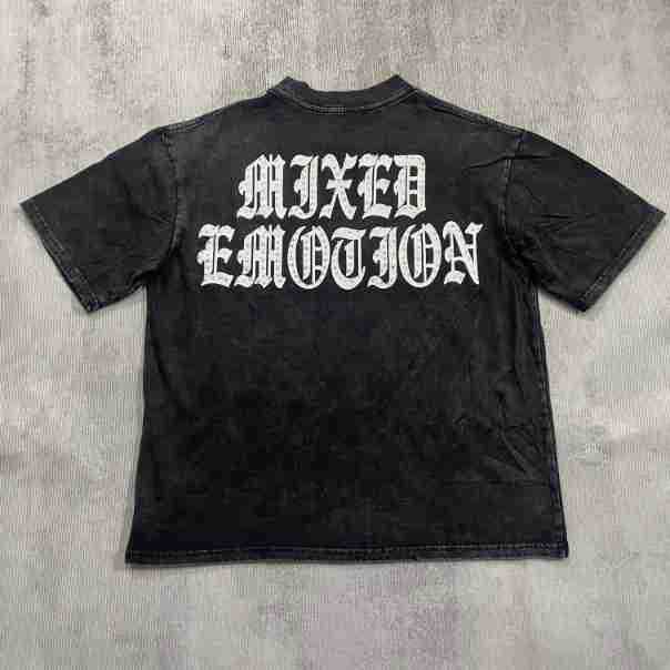 Cross-border beauty tide MIXED EMOTION angel portrait hot diamond short sleeve retro gothic letter heavy pure cotton