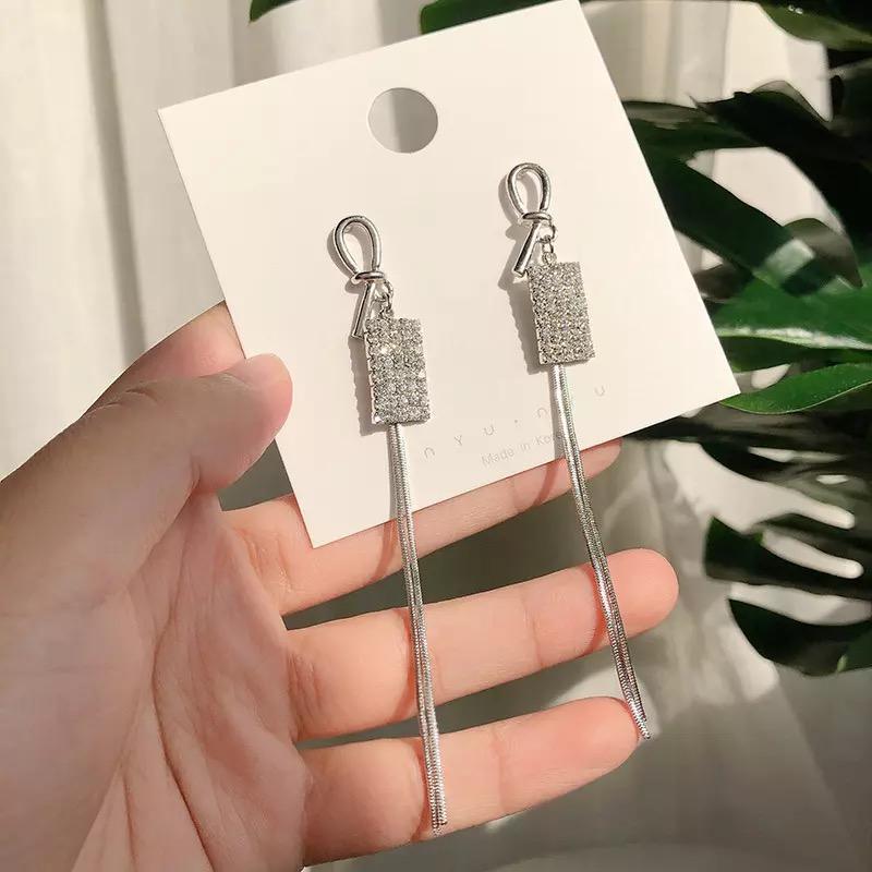 Vintage Glossy Arc Bar Long Tassel Drop Earrings for Women Gold Color Geometric Jewelry Luxury Hanging Pendientes