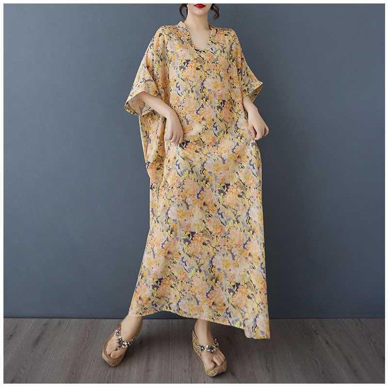 Женское винтажное длинное платье с узорами из хлопка и льна