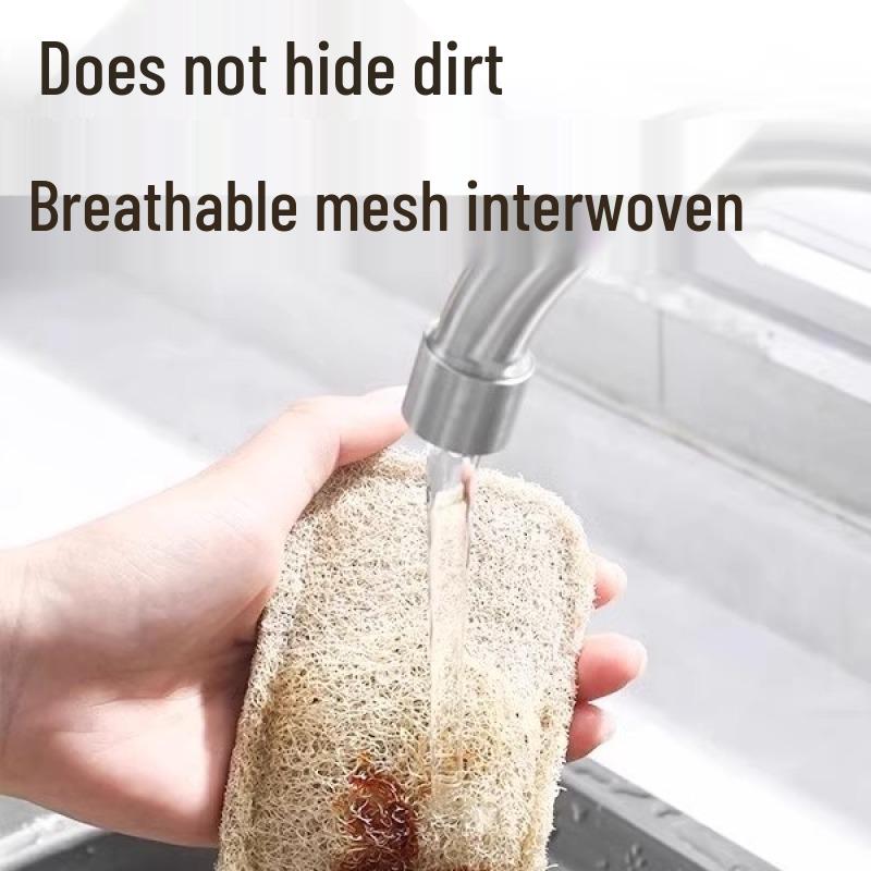 Natural Loofah Dishwashing Brush and Pot Scrubber - Durable Kitchen Decontamination Sponge Cleaner.