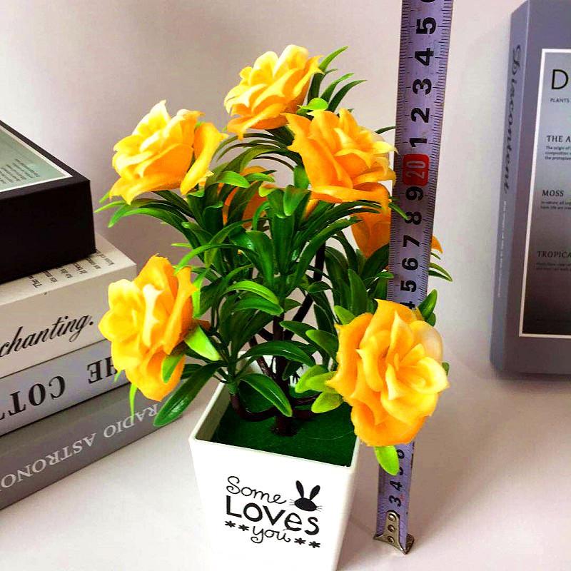 Artificial Rose Plant Decor With Plastic Construction For Home And Office Beautification