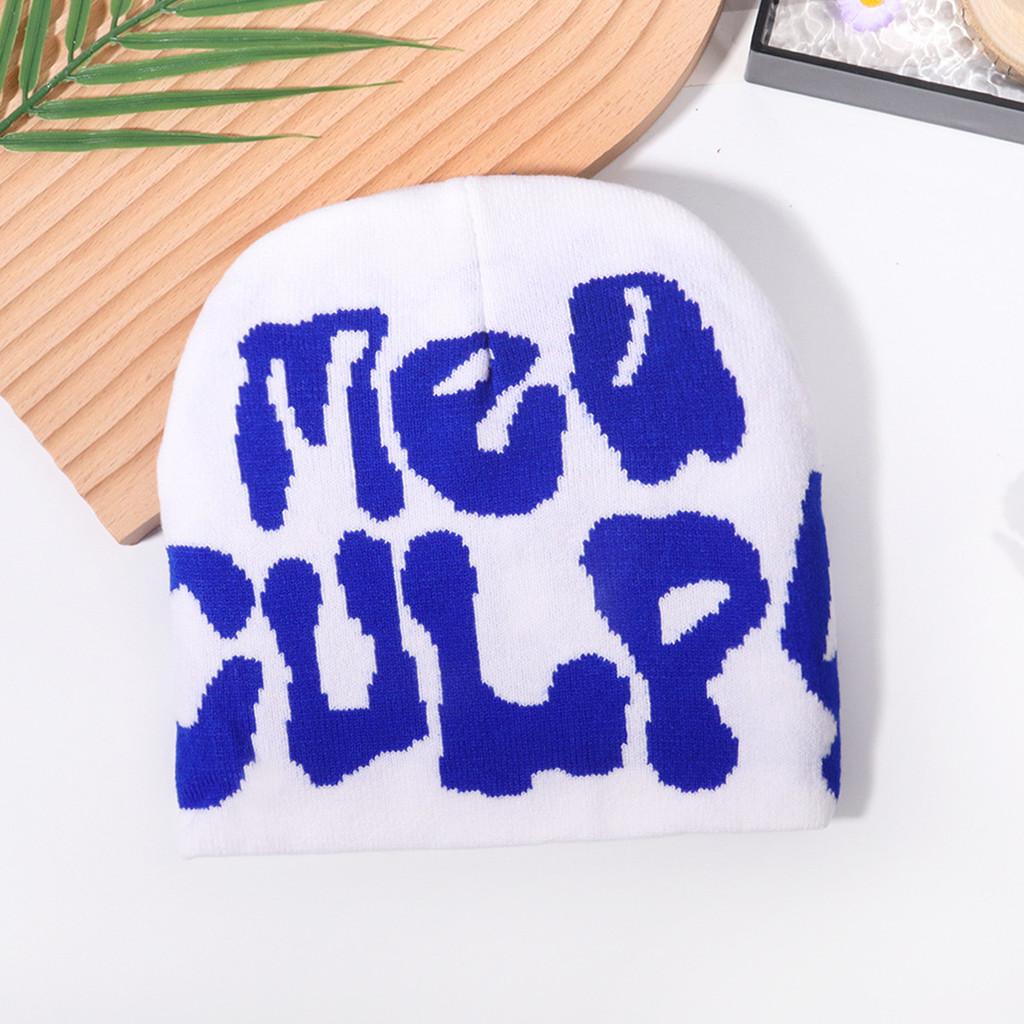 Hip Hop Letter Y2k Beanie Hat With Warm Acrylic Fabric For Streetwear And Fall Outdoor Activities