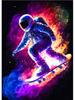 Colorful Space Astronaut Skating Play Guitar Canvas Painting Poster Print Abstract Wall Art For Living Room Home Decor Cuadros