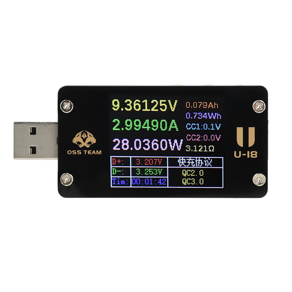 USB Power Meter Tester 1.77-inch HD Display Fast Charging PD QC 3.0 Protocol Automatic Detector Voltage Current Multi Tester
