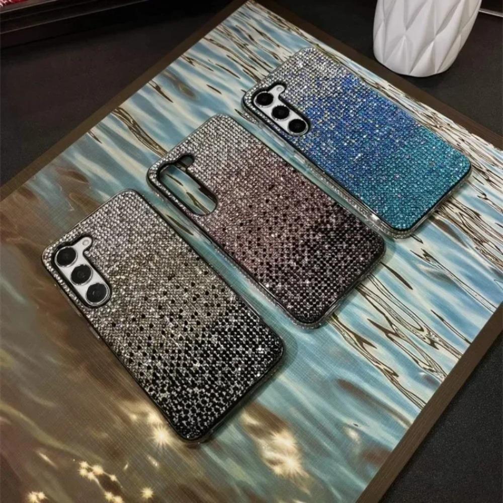 Роскошный градиентный чехол с полным покрытием бриллиантами для Samsung Galaxy S24 S25 S23 Ultra S21 S22 Plus Note 20 Блестящая ударопрочная поликарбонатная крышка