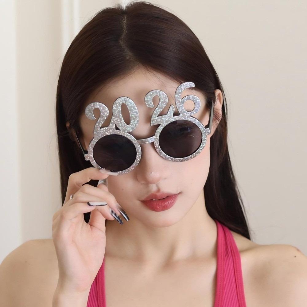 Блестящие Очки С Новым 2026 Годом Милые Креативные Рождественские Очки Цветные Сладкие Новогодние Декоративные Солнцезащитные Очки