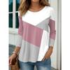 Women's T Shirt Tee Color Block Print Daily Casual Long Sleeve Crew Neck Pink Spring Fall