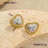 GEMCHIC Women's Hammered Heart Stud Earrings Gold Plated Stainless Steel Two-Tone Fashion Jewelry