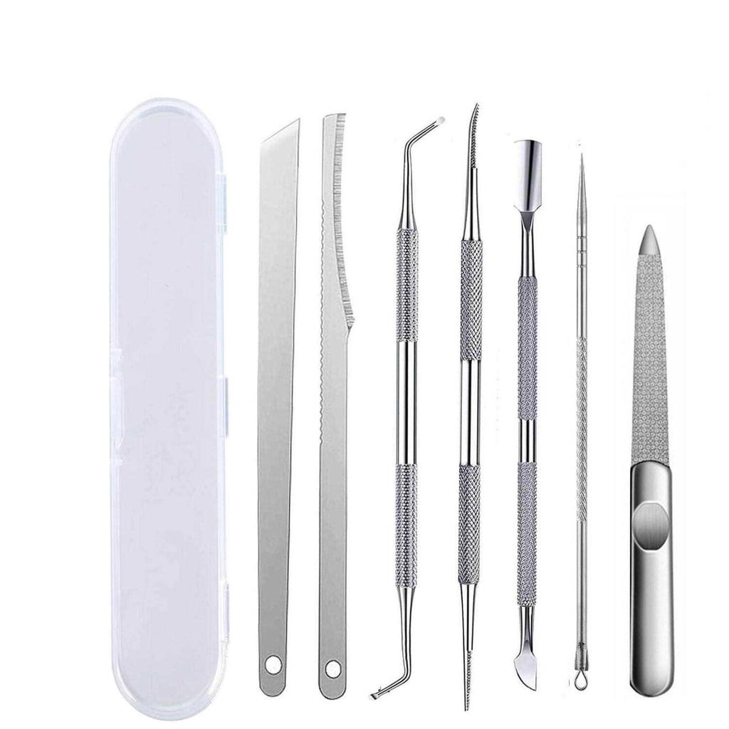 Набор для маникюра и педикюра из нержавеющей стали: В комплект входят средство для удаления мозолей, кусачки для ногтей и игла для удаления прыщей.