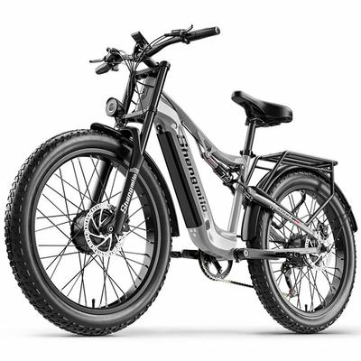 Электровелосипед Вездеход Shengmilo 26" Двигатель 2000 Вт Взрослый Ebike 17,5 Ач Полная подвеска Максимальная скорость 45 км/ч 7 скоростей Серый S600