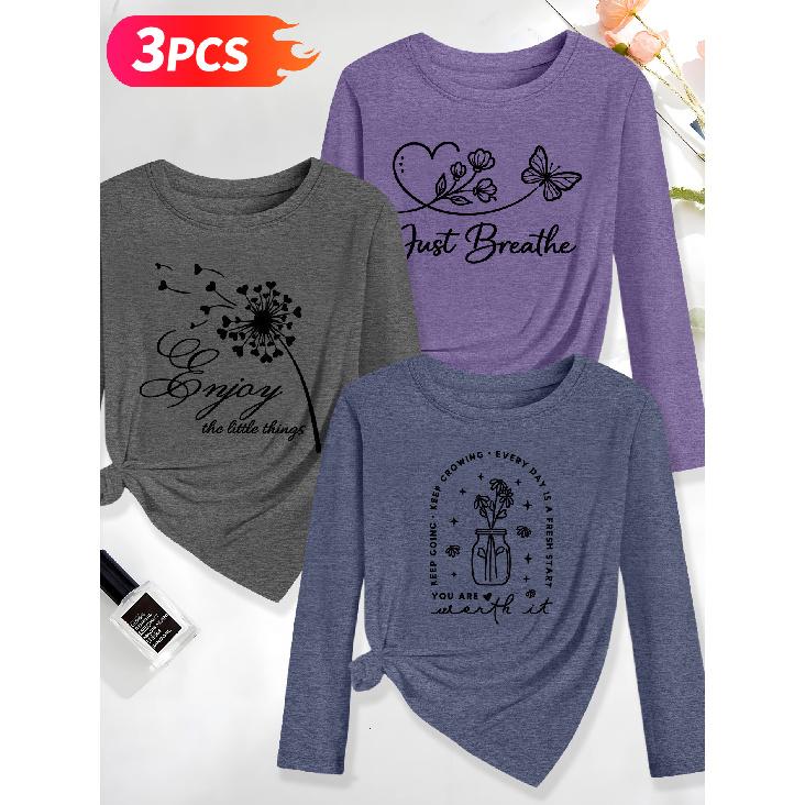Follow a specific direction Three-piece women's long-sleeve set Dandelion Butterfly Floral Vintage Print Summer Casual Elegant Women's Clothing Long
