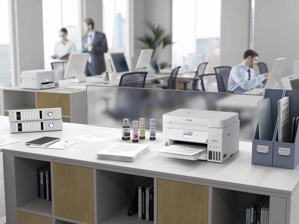 Принтер Epson Eco Tank, оснащенный струйным многофункциональным устройством формата А4 с факсом, низкие эксплуатационные расходы для удаленной работы EW-M674FT