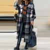Женская модная клетчатая куртка, весенне-осенняя повседневная длинная верхняя одежда на пуговицах с длинными рукавами